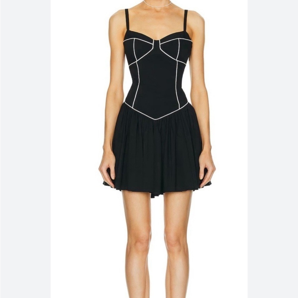 NWT Caroline Constas Orella Black and Off-White Backless Dress